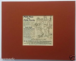 "Milk Men & Milk Maids" Gold Dust Washing Powder Original 1892 Ad - Matted... - Picture 1 of 3