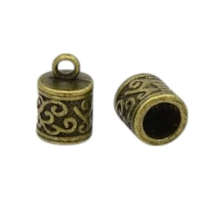Tibetan Style Antique bronze cord ends  6mm hole 13X8.5mm end caps nickel free - Picture 1 of 2