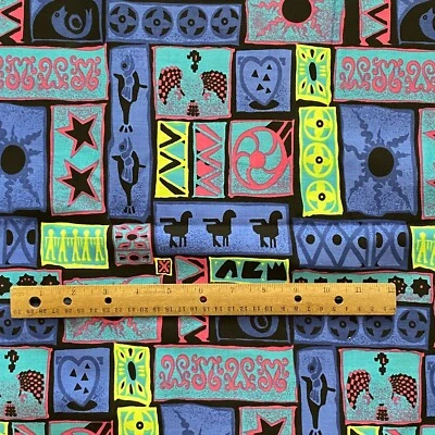 BTY 1980s 90s Abstract Geometric Fabric Purple Cotton - Image 1 of 4