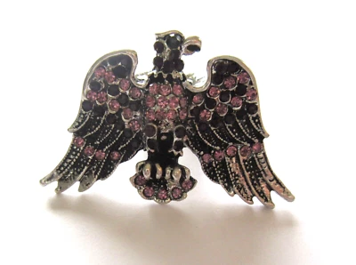Fashion Ring- EAGLE- pink sparkly stones - silver color -stretchy - Image 1 of 2