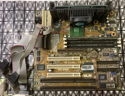 Vintage Slot 1 AT ASUS P2-99B Rev 1.02 Motherboard with Celeron CPU and RAM - Image 1 of 4