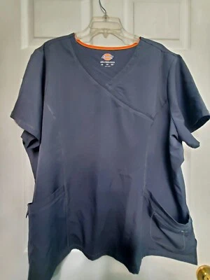 Dickies Scrub Top size 3XL-Grey Stretchy Classic V-Neck -Chest 28"/L 29" - Image 1 of 4