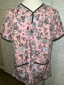 Koi X Tokidoki Pink Unicorn Desserts Latte Women’s Scrub Top Sz 2XL / NWOT - Picture 1 of 8