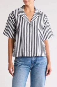 CAMISA RAG & BONE REESE MANGA CORTA RAYAS, AZUL MARINO, NUEVA CON ETIQUETAS $198 - Imagen 1 de 3