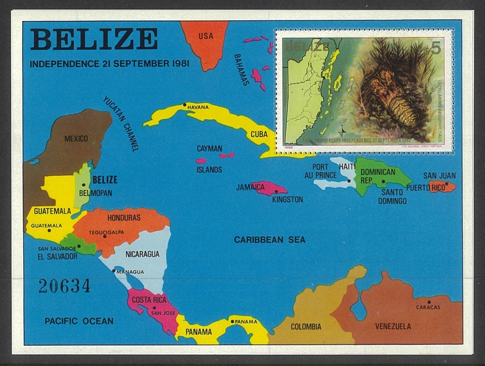 Mini hoja Belice 1982 primer aniversario de independencia SG700 Scott 652 MUH 34-15 Foto 1 de 1