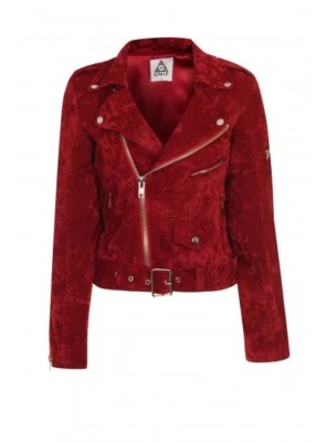 Chaqueta de moto UNIF Sangre roja imitación gamuza/terciopelo talla pequeña Foto 1 de 4