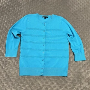 Blauer Damen-Cardigan Pullover mit Zopfmuster Größe Large - Bild 1 von 6