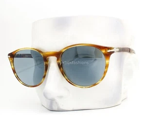 Occhiali da sole Persol 3152S 9043/56 marrone giallo righe avana blu vetro con custodia - Foto 1 di 10