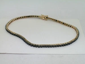 Tennis Armband 585 Gelbgold 14Kt Gold 84 schwarze Brillanten total 0,82ct - Bild 1 von 5