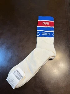 Nuevos Calcetines Auténticos Colección Gucci X Capri Blanco Azul Talla M - Imagen 1 de 10
