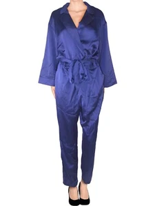 Springfield Kleid Jumpsuit Frau Größe 40 S Klein Blau Satin Kimono Lange Ärmel - Bild 1 von 14