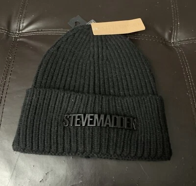 Nuevo con etiquetas Steve Madden gorro elástico plegable para hombre talla única placa negra H2 Foto 1 de 4