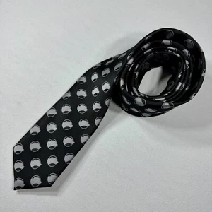 John Bartlett Statements Black Silver Dog Head Polka Dog Skinny Tie Mens - Picture 1 of 9