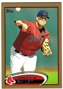 2012 Topps Gold Boston Red Sox Baseball Card #539 Andrew Bailey/2012