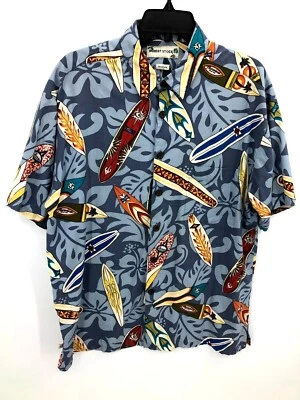 Camisa Robert Stock Para Hombre Mediana Azul Floral Tabla de Surf Manga Corta Abotonada Foto 1 de 4
