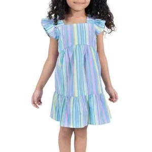 Counting Daisies Toddler Woven Summer Dress Size 3T Blue Stripe - Picture 1 of 6
