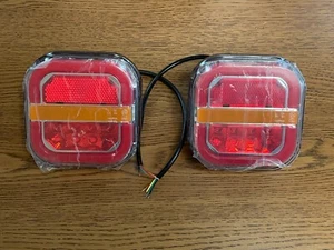 LED Trailer Tail Lights Square License Plate, Parking Lights for Trucks (PAIR) - Picture 1 of 3