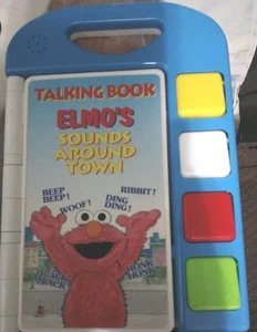 1996 Sesame Street Elmo Sounds Around Town Talking Hardcase Book TYCO Toy Tested - Picture 1 of 3