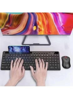 Wireless Keyboard & Mouse Combo, MARVO 2.4G Ergonomic w/ Phone/Tablet Holder New - Picture 1 of 6