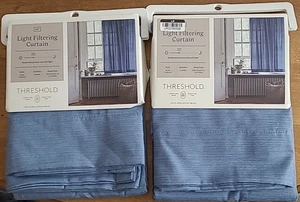 Paar lichtfilternde Fenstergardinen Paneel blau - Schwelle *443 - Bild 1 von 3