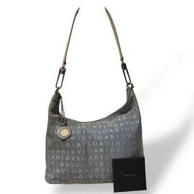 Bolso de Hombro Bvlgari Logomania Lona Azul Grande Auténtico Usado Japón Foto 1 de 4