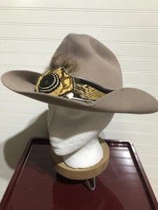 Charlie 1 Horse Custom Built Snakeskin Band Women's Rattlesnake Tan Cowboy Hat S - Picture 1 of 15