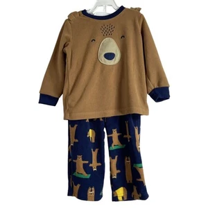 Carters 2T Pajamas Set Winter Fleece Long Sleeve Soft Warm Bears Forrest 2pc - Picture 1 of 9