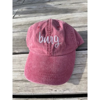 Бейсболка Burg состаренная темно-бордовая с красной вышивкой регулируемая шляпа Adams - Изображение 1 из 4