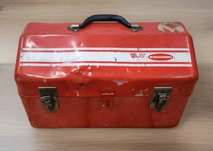 VTG Simonsen Rally Line Red Metal Tool Box Chest w/ Tray Mechanic Garage Decor - Picture 1 of 17