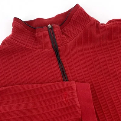 Jantzen Para Hombres XL Rojo Acanalado Cuarto Cremallera Pullover Manga Larga Camisa Informal Foto 1 de 4