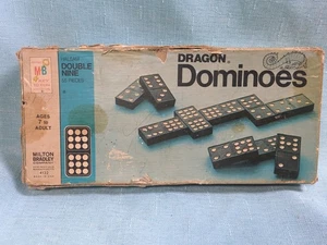 Vintage 1970 Milton Bradley Double Nine Dragon Dominos 53 Stück - Bild 1 von 9