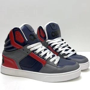 OSIRIS SHOES CLONE NAVY RED GREY HI TOP TRAINERS (UK 9 EUR 43) - Picture 1 of 6