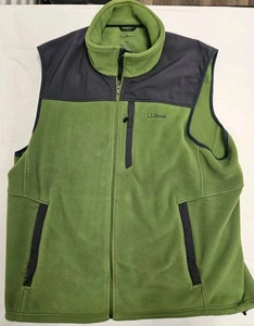 L.L. BEAN Mens 2XLT TALL Vest Green Full Zip Fleece  - Picture 1 of 9