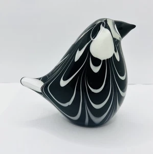 Murano schwere schwarz-weiße Streifen Kunstglas Vogel Figur Briefbeschwerer - 10,5 cm - Bild 1 von 8