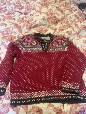 LL Bean Niños Suéter Tejido Nordic Fair Isle Birdseye Henley Suéter Niñas M 10 12 Foto 1 de 4