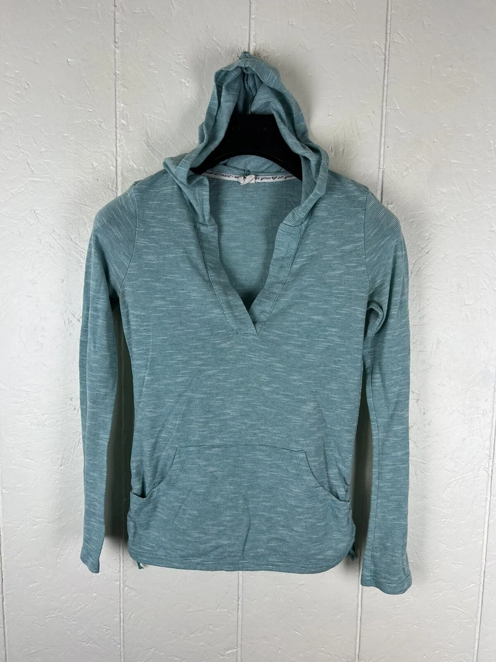 Sudadera con Capucha Roxy Mujer Pequeña Verde Bordado Logo Cuello en V Manga Larga Ligera Foto 1 de 4