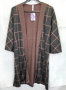 Twenty Ten Damen Gr. L grau und taupe kariert karierte Strickjacke Neu mit Etikett! - Bild 1 von 4
