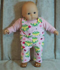 Doll Clothes Baby Made 2 Fit American Girl 15" Overalls 2pc Frogs Ladybugs Pink