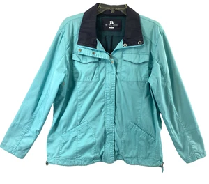 Activology Jacket Womens Large Turquoise Blue Gray Full Zip Snap Up Lightweight - Bild 1 von 10