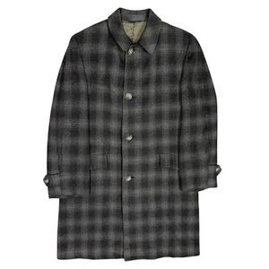 Vintage 1950s Danbry Plaid Wool Cashmere Coat Made in England 37T Small - Picture 1 of 9