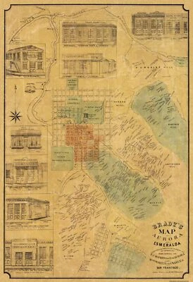 Historic City Map - Aurora Esmeralda California - Brady 1862 - 23 x 33.56 - Image 1 of 4