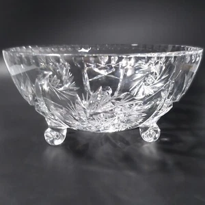 3 Zehen Kristallschale 12 Punkt drehende Sterne Kreuz & Fächer gekerbter Rand Rand - Bild 1 von 10