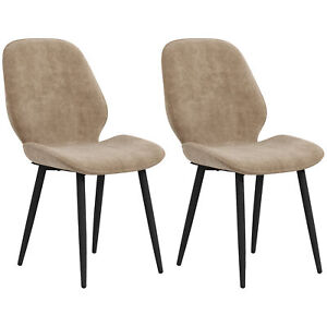 Velvet Dining Chairs Set of 2 Dining Room Chair Metal Legs Padded Seat Home UK