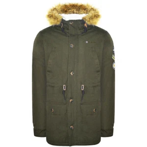 Lambretta Sherpa Lined Parka Coat Khaki - SS6252 - Picture 1 of 5