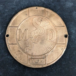 1925 M.D. Medical Doctor 3,5" Messing-Medaillon-Emblem ~ Lizenz-Nr. 27111 ~ AMA - Bild 1 von 4