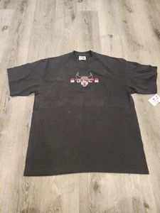 Vintage Chicago Bulls Embroidered Logo NBA XL Majestic T-Shirt Black Mens New - Picture 1 of 14
