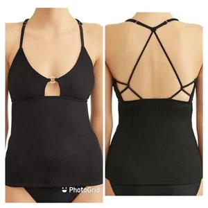 TIME AND TRU WOMEN'S BLACK TANKINI SWIMSUIT TOPS - Picture 1 of 12