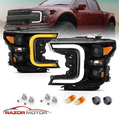 SwitchBack LED Black Projector Headlights Set for 2018-2020 Ford F-150 XL XLT - Image 1 of 4