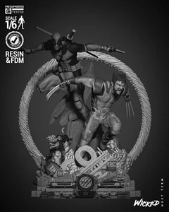 Deadpool & Wolverine & Dogpool & Headpool Diorama Resina Impreso en 3D Hágalo Usted Mismo Modelo Kit - Imagen 1 de 7