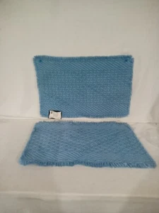 Vtg Blue Natural Placemats 12"x18" Hobo Farmhouse Rustic Leacock New Set Of 2 - Picture 1 of 8